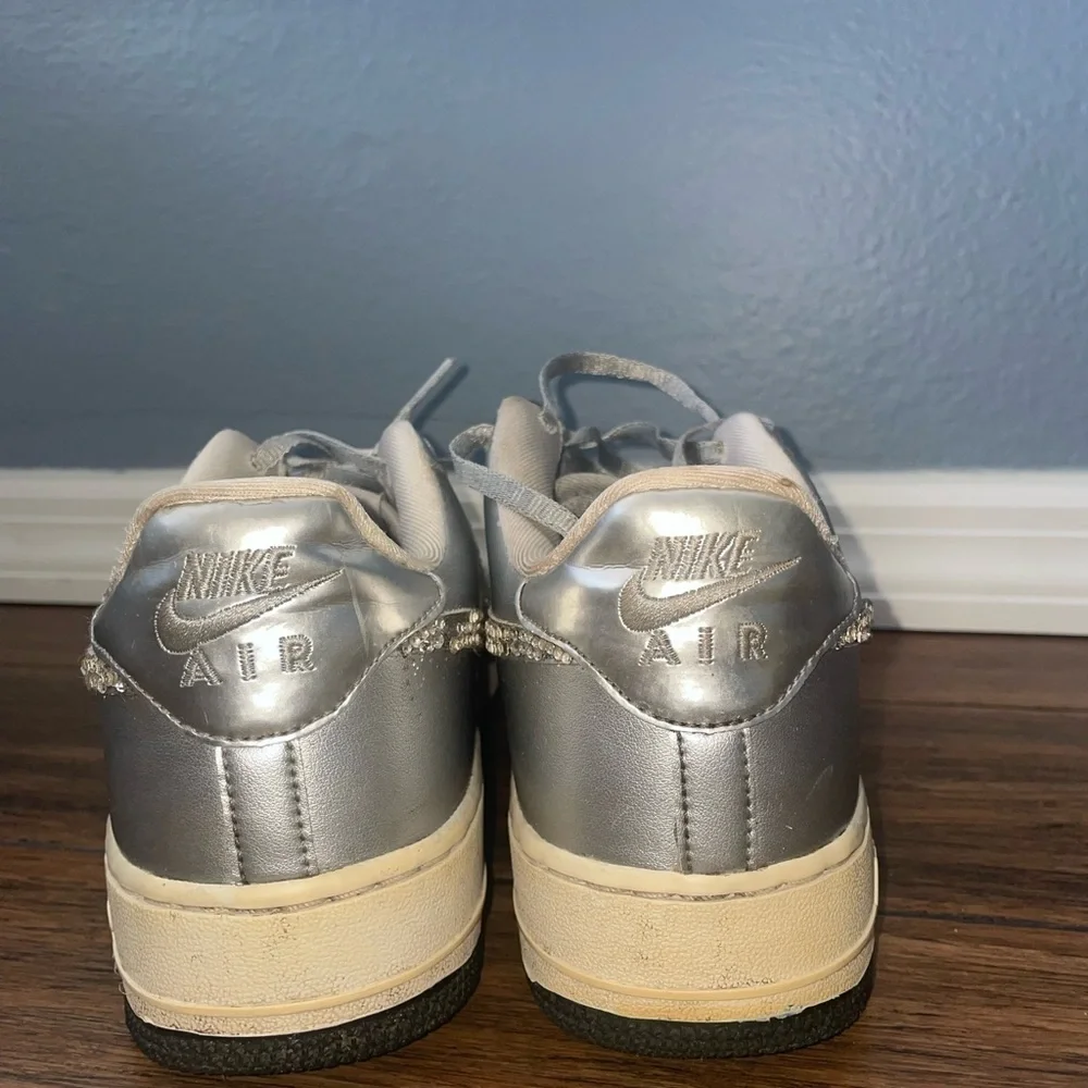 Crystal🩶Silver Nike air embellished rhinestone sneakers metallic bling bedazzled